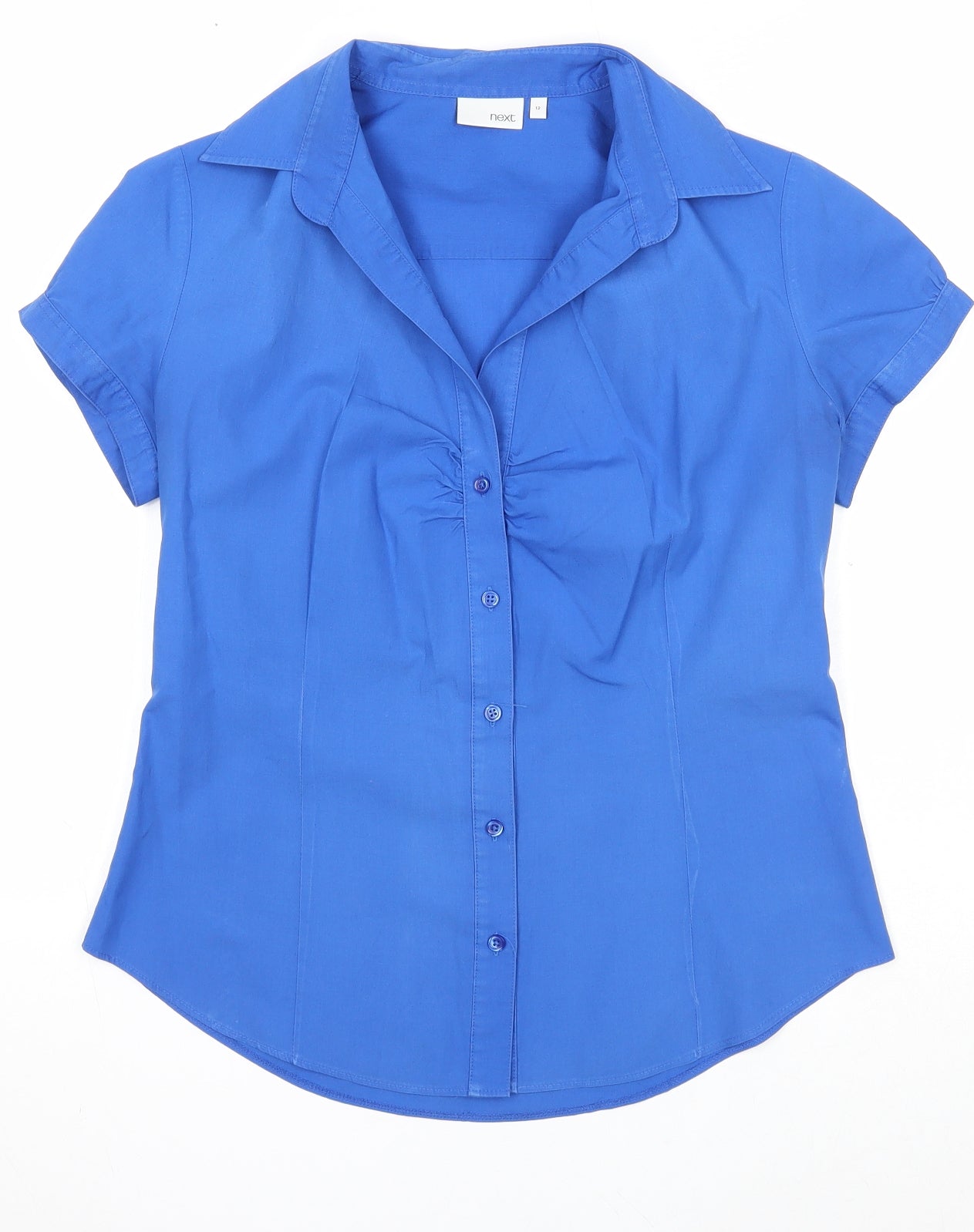 NEXT Womens Blue Polyester Basic Button-Up Size 12 Collared