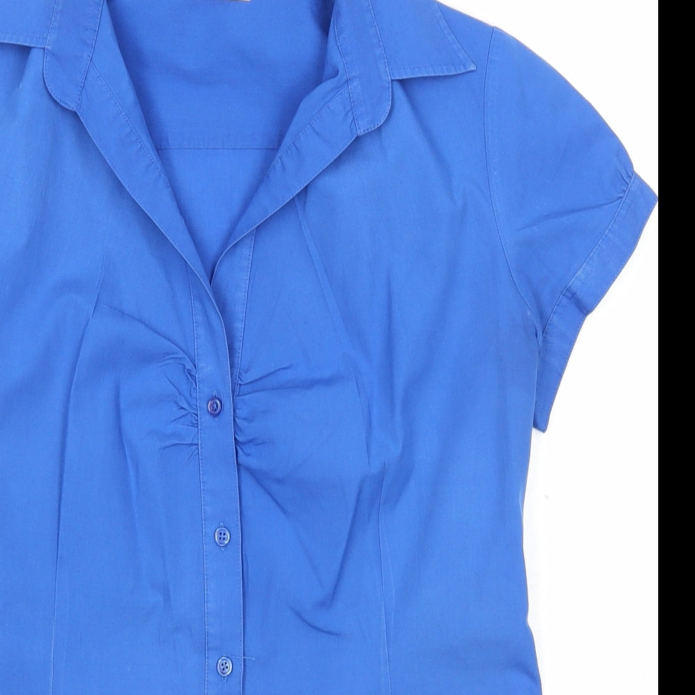 NEXT Womens Blue Polyester Basic Button-Up Size 12 Collared