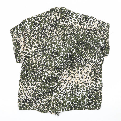 Dorothy Perkins Womens Green Geometric Viscose Basic Blouse Size 10 V-Neck