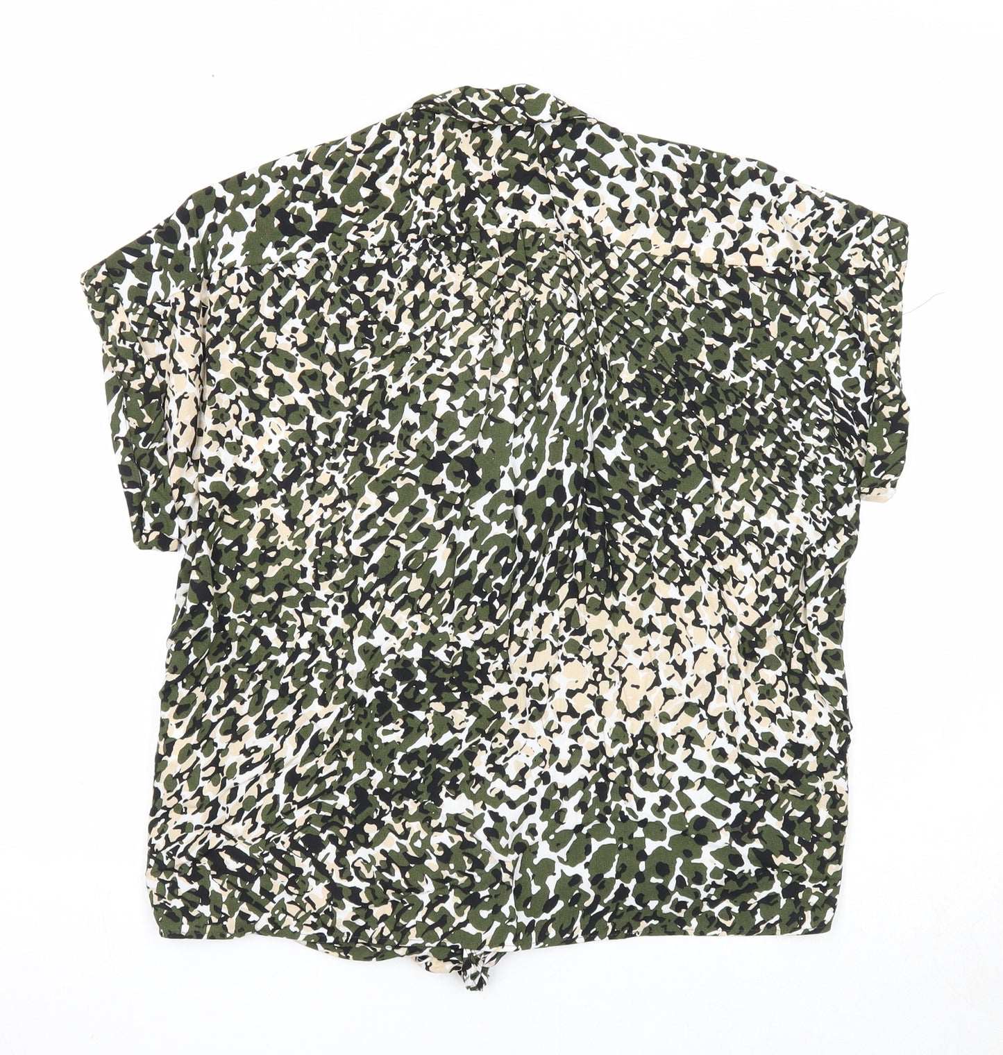 Dorothy Perkins Womens Green Geometric Viscose Basic Blouse Size 10 V-Neck