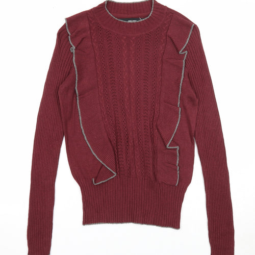 VERO MODA Womens Purple Round Neck Cotton Pullover Jumper Size S