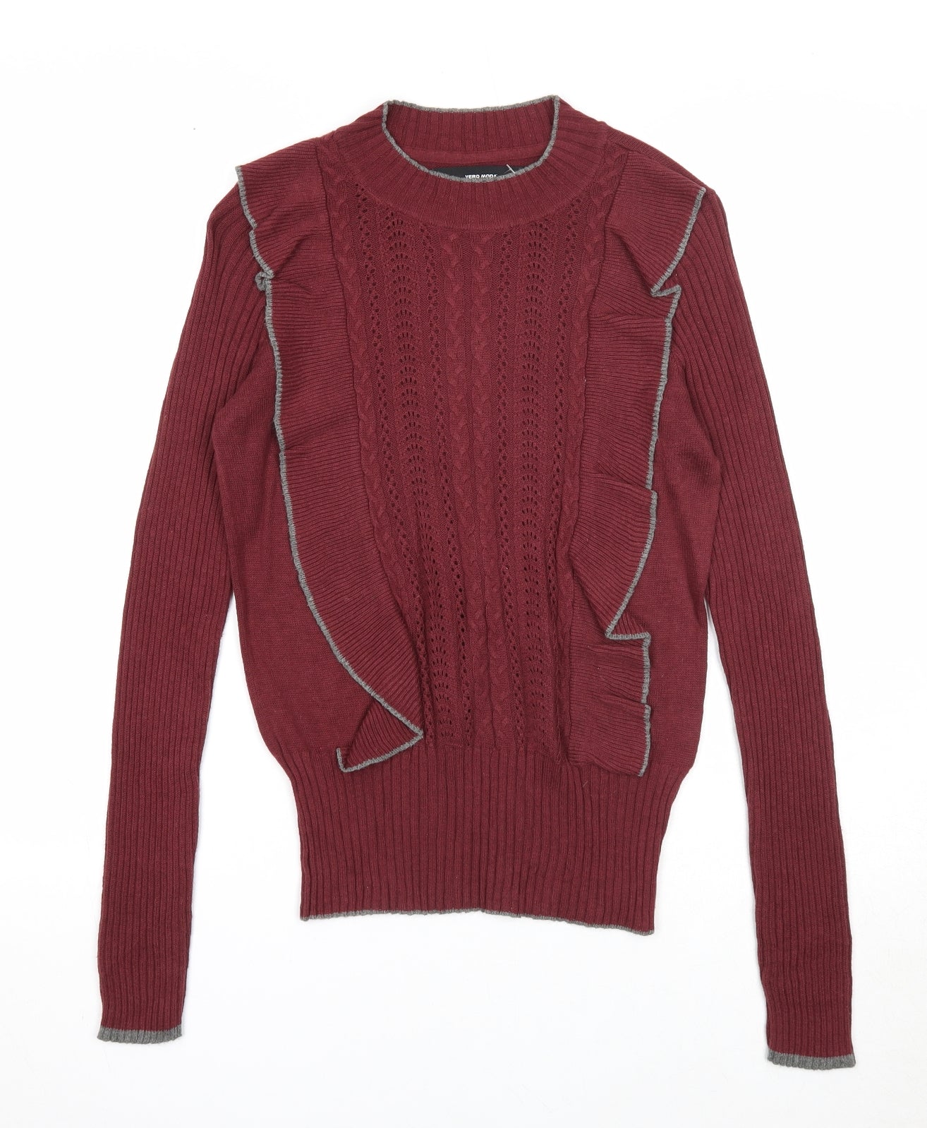 VERO MODA Womens Purple Round Neck Cotton Pullover Jumper Size S