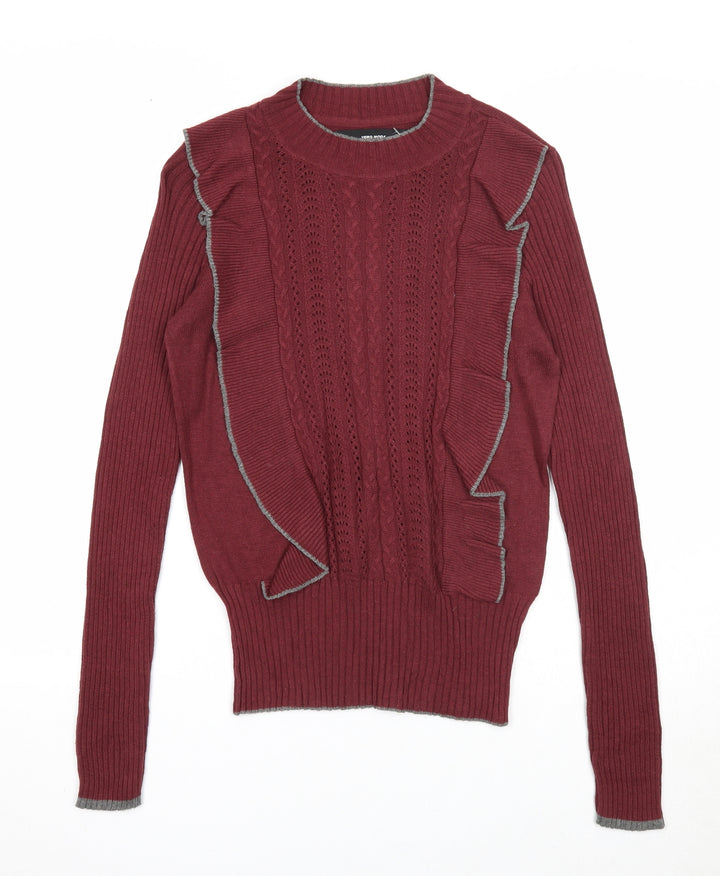 VERO MODA Womens Purple Round Neck Cotton Pullover Jumper Size S