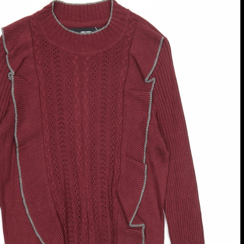 VERO MODA Womens Purple Round Neck Cotton Pullover Jumper Size S