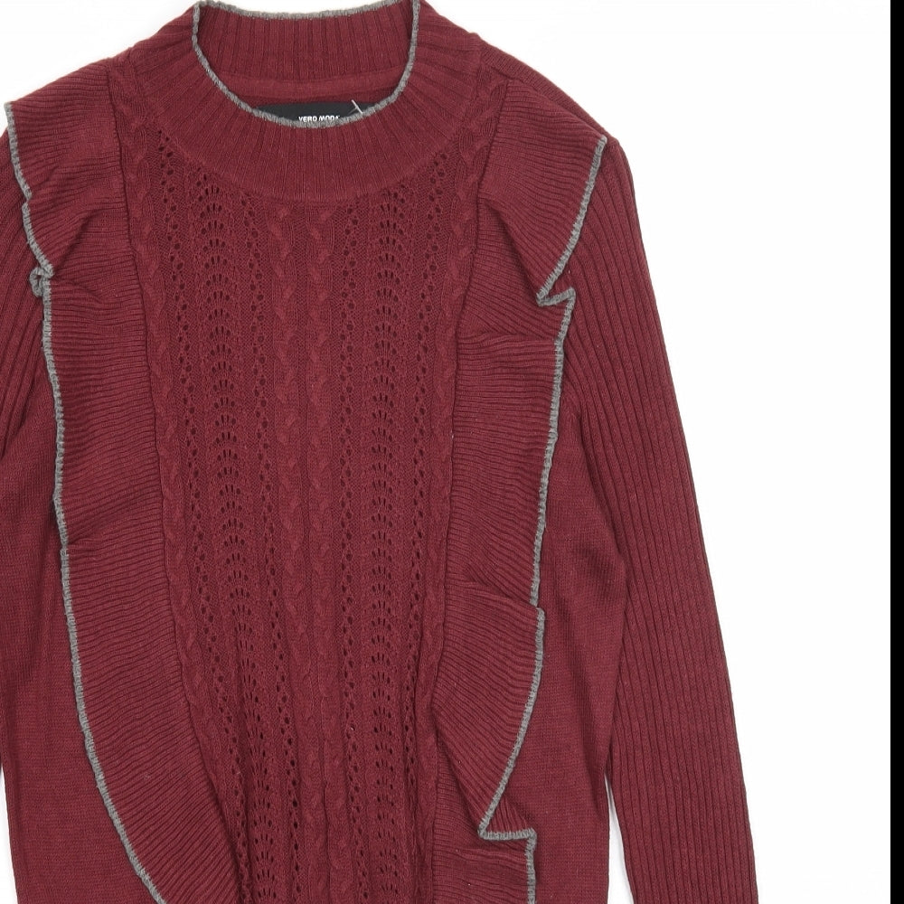 VERO MODA Womens Purple Round Neck Cotton Pullover Jumper Size S
