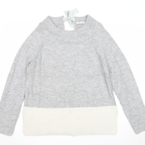 Easy Wear Womens Grey Round Neck Acrylic Pullover Jumper Size S