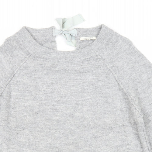 Easy Wear Womens Grey Round Neck Acrylic Pullover Jumper Size S