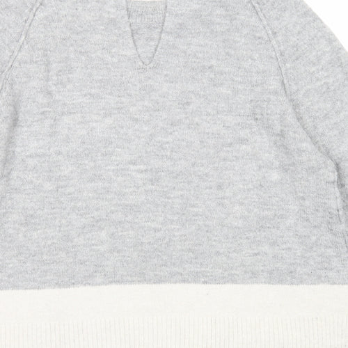 Easy Wear Womens Grey Round Neck Acrylic Pullover Jumper Size S