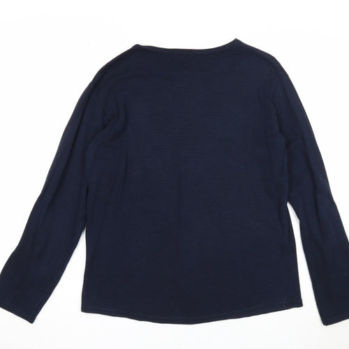 Trendy 18 Womens Blue Round Neck Cotton Pullover Jumper Size M - Smile