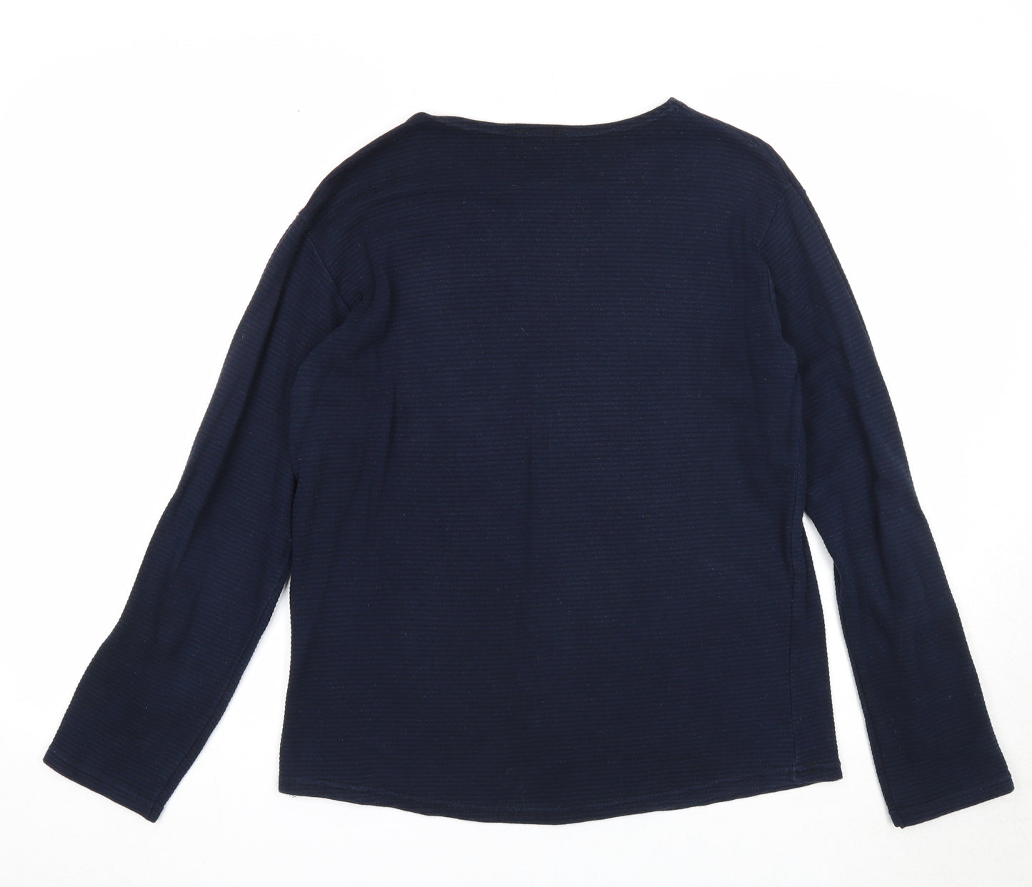 Trendy 18 Womens Blue Round Neck Cotton Pullover Jumper Size M - Smile