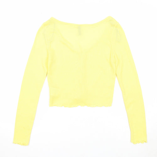 Divided by H&M Womens Yellow Scoop Neck Polyester Cardigan Jumper Size S