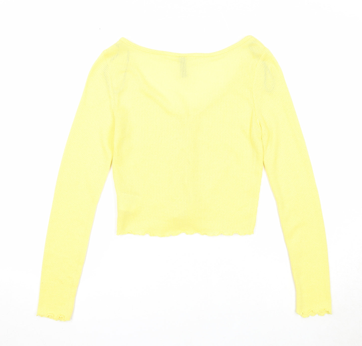 Divided by H&M Womens Yellow Scoop Neck Polyester Cardigan Jumper Size S