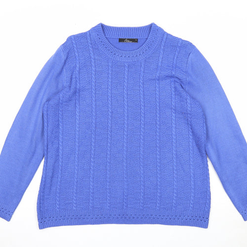 Bonmarché Womens Blue Round Neck Acrylic Pullover Jumper Size M