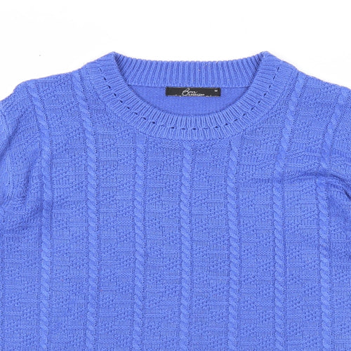 Bonmarché Womens Blue Round Neck Acrylic Pullover Jumper Size M