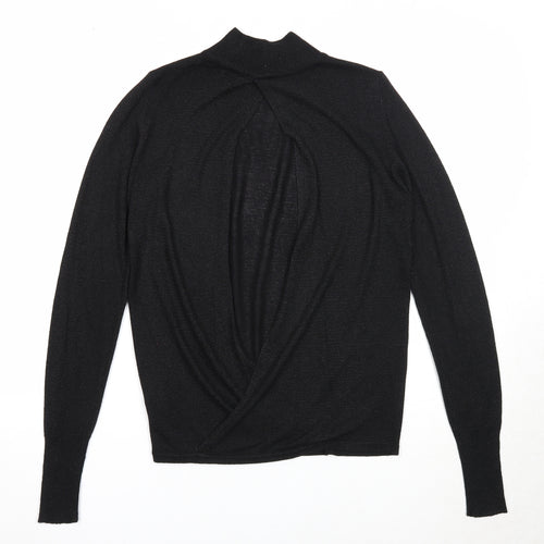 NEXT Womens Black High Neck Viscose Pullover Jumper Size 6 - Open Back