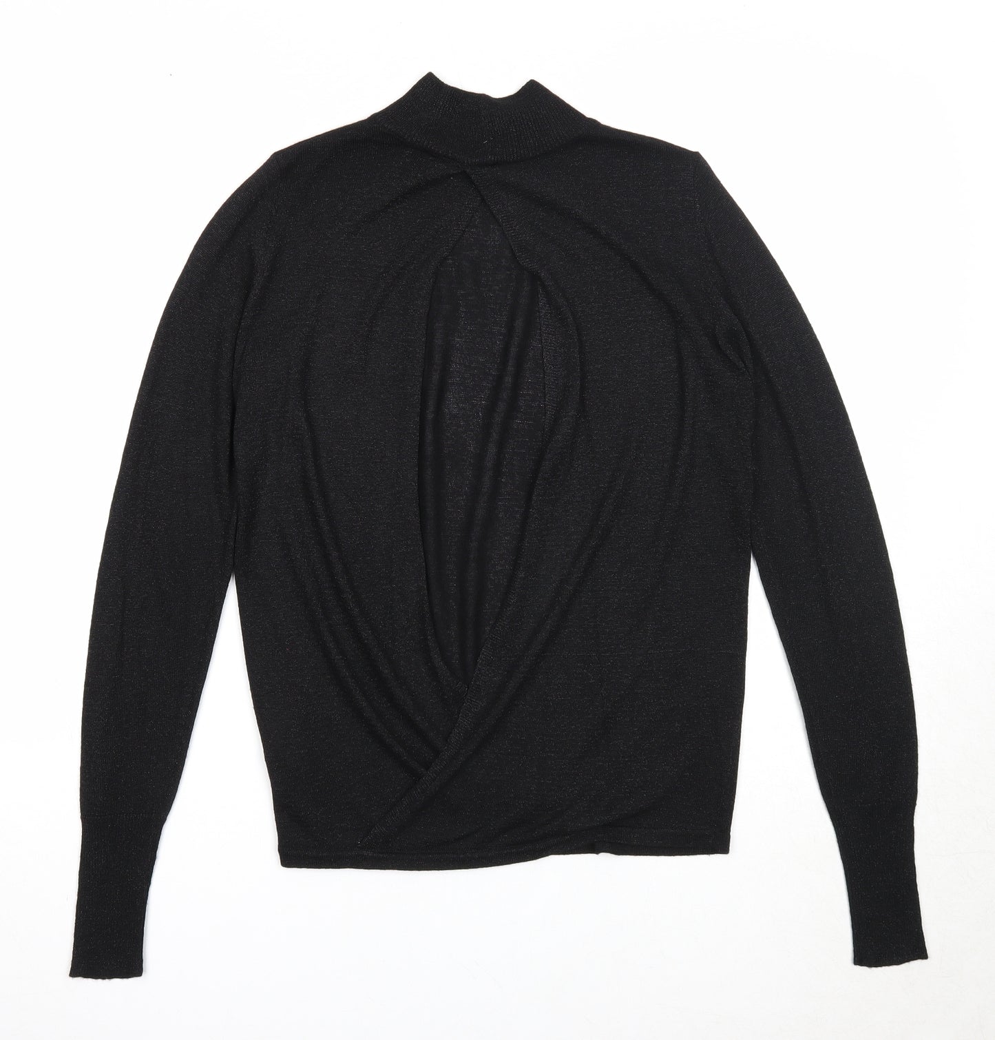 NEXT Womens Black High Neck Viscose Pullover Jumper Size 6 - Open Back