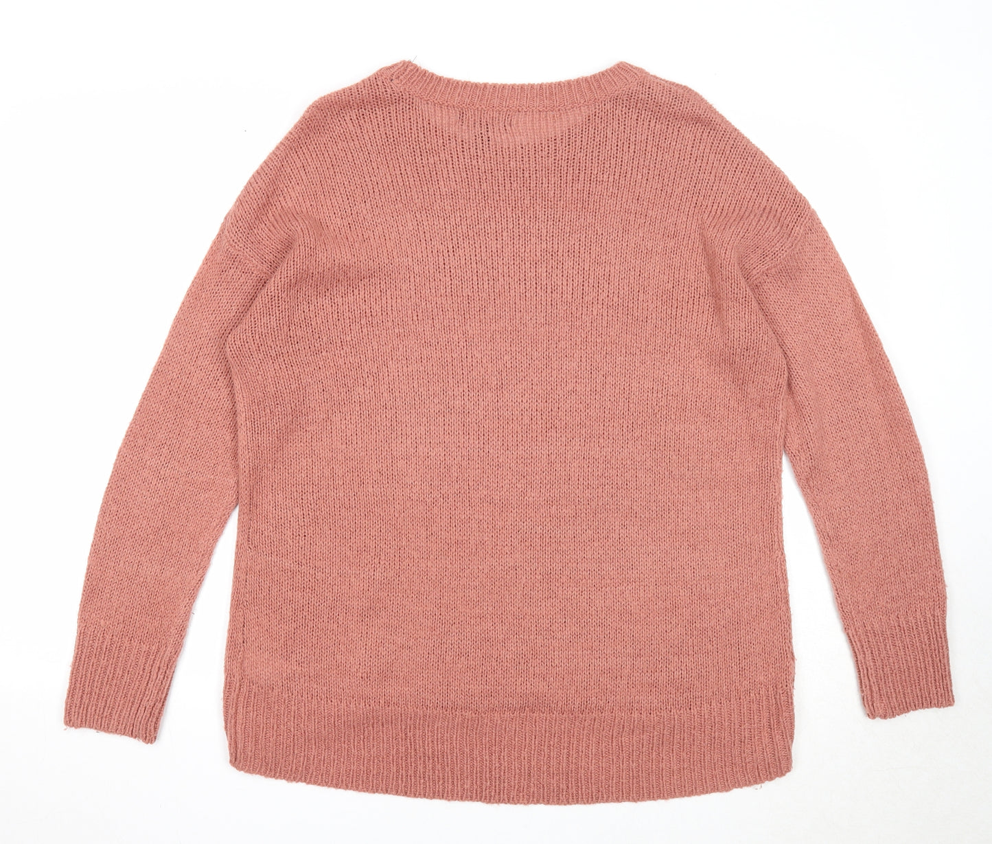 New Look Womens Pink Round Neck Acrylic Pullover Jumper Size L
