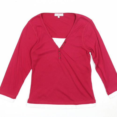 Key West Womens Pink V-Neck Polyester Pullover Jumper Size M