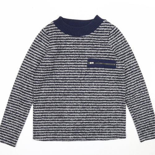 NEXT Womens Blue Round Neck Striped Polyester Pullover Jumper Size 6