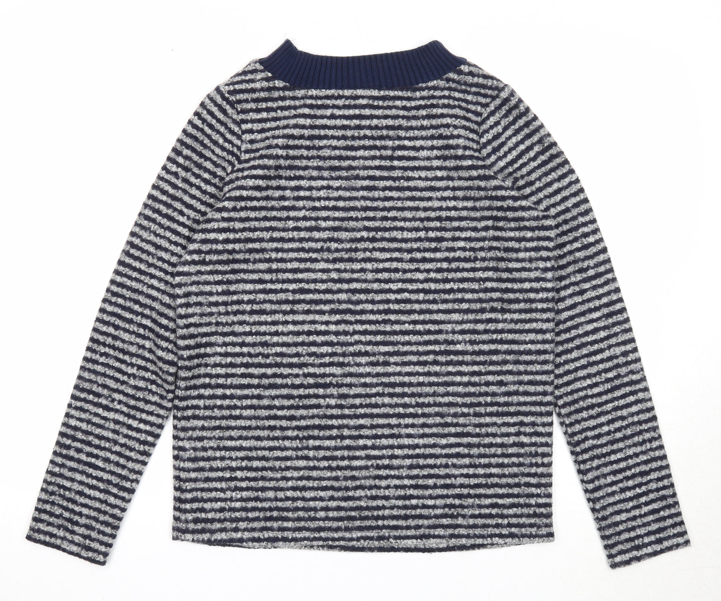 NEXT Womens Blue Round Neck Striped Polyester Pullover Jumper Size 6