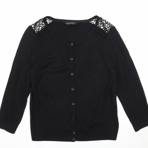 Dorothy Perkins Womens Black Scoop Neck Acrylic Cardigan Jumper Size 10