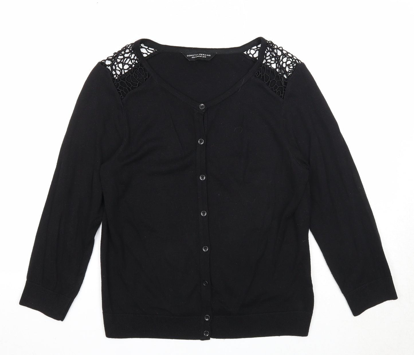 Dorothy Perkins Womens Black Scoop Neck Acrylic Cardigan Jumper Size 10