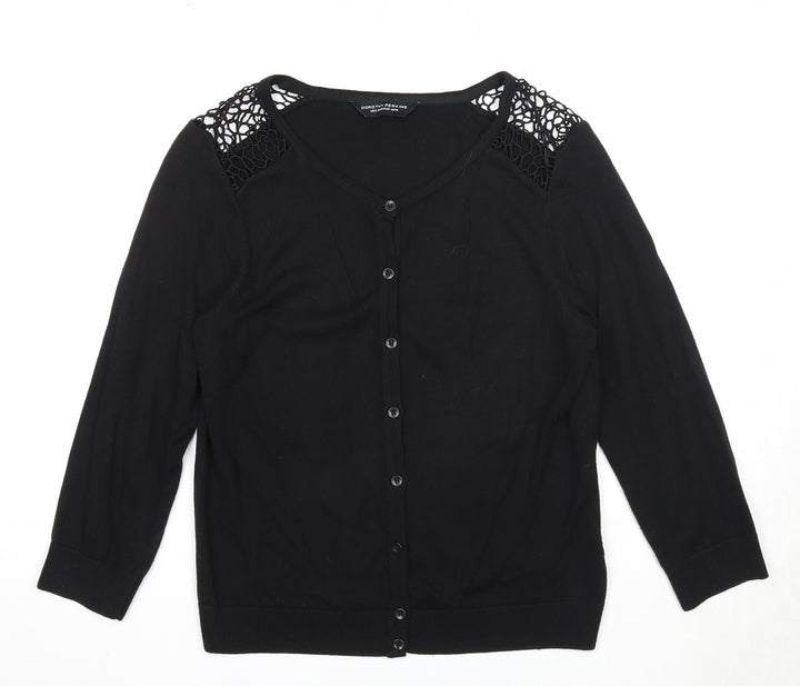 Dorothy Perkins Womens Black Scoop Neck Acrylic Cardigan Jumper Size 10