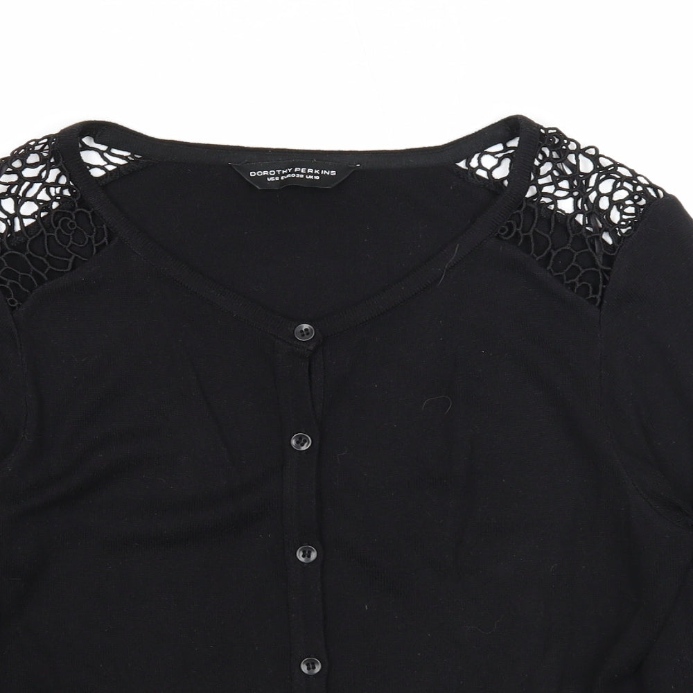Dorothy Perkins Womens Black Scoop Neck Acrylic Cardigan Jumper Size 10