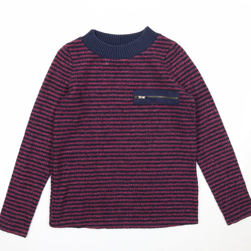 NEXT Womens Purple Round Neck Striped Polyester Pullover Jumper Size 6