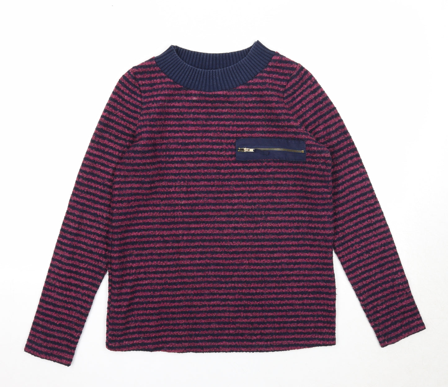 NEXT Womens Purple Round Neck Striped Polyester Pullover Jumper Size 6