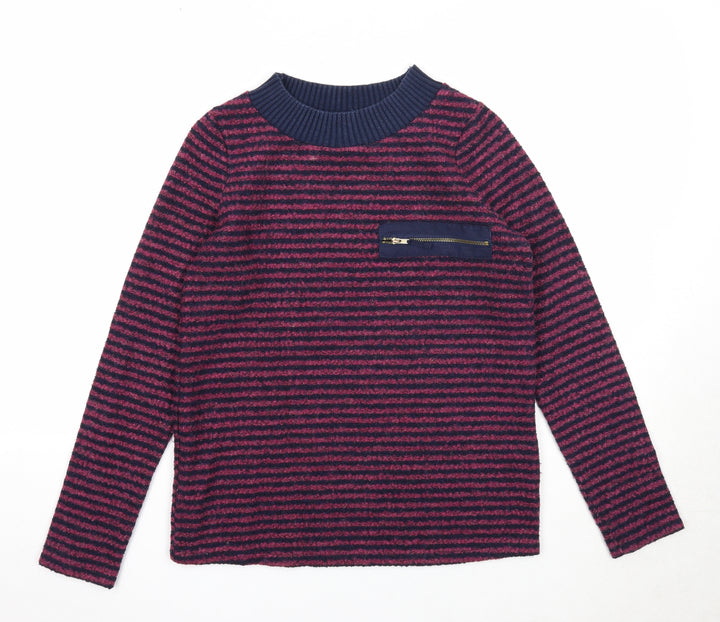 NEXT Womens Purple Round Neck Striped Polyester Pullover Jumper Size 6