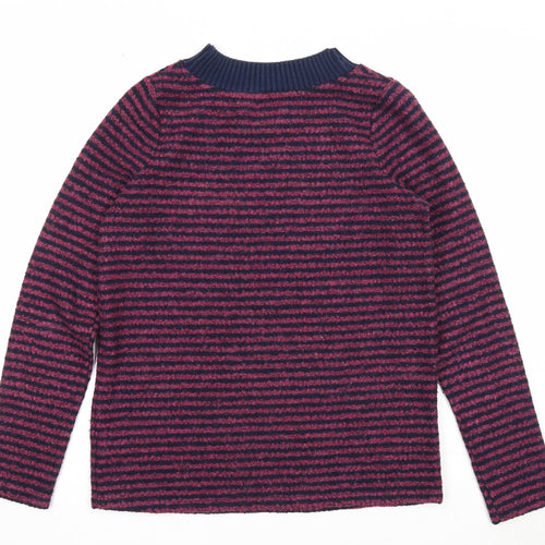 NEXT Womens Purple Round Neck Striped Polyester Pullover Jumper Size 6