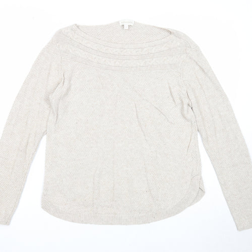 Monsoon Womens Beige Round Neck Polyamide Pullover Jumper Size M