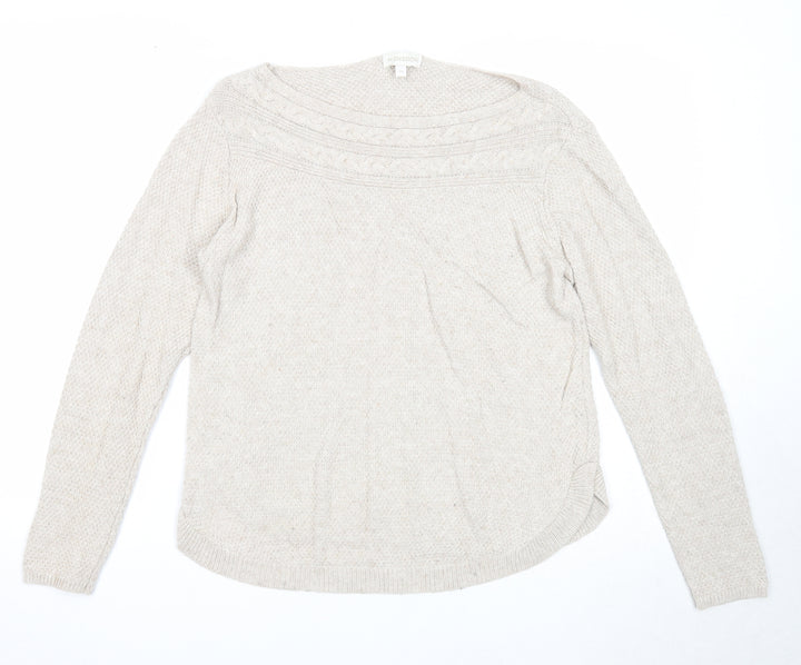 Monsoon Womens Beige Round Neck Polyamide Pullover Jumper Size M