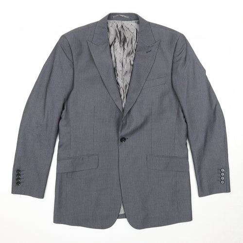 Skopes Mens Grey Striped Polyester Jacket Suit Jacket Size 38 Regular