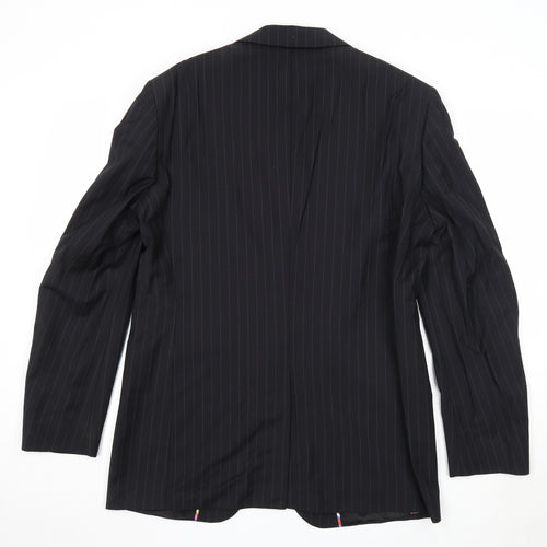 Impressions Mens Black Striped Wool Jacket Suit Jacket Size 40 Regular