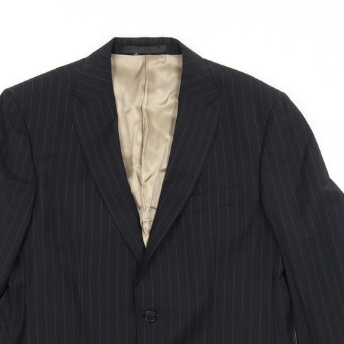 Impressions Mens Black Striped Wool Jacket Suit Jacket Size 40 Regular