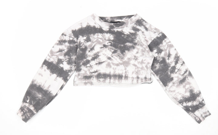 Atmosphere Womens Grey Geometric Viscose Pullover Sweatshirt Size 4 Pullover - Tie Dye Pattern