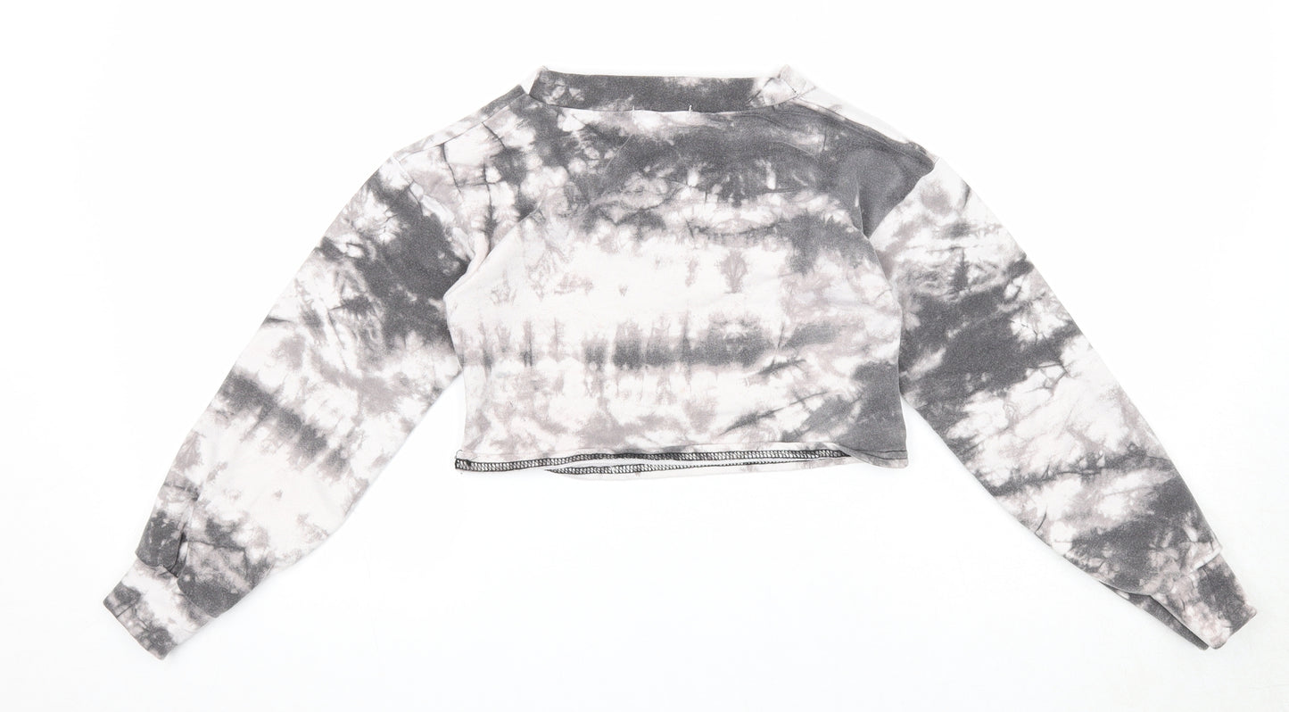 Atmosphere Womens Grey Geometric Viscose Pullover Sweatshirt Size 4 Pullover - Tie Dye Pattern