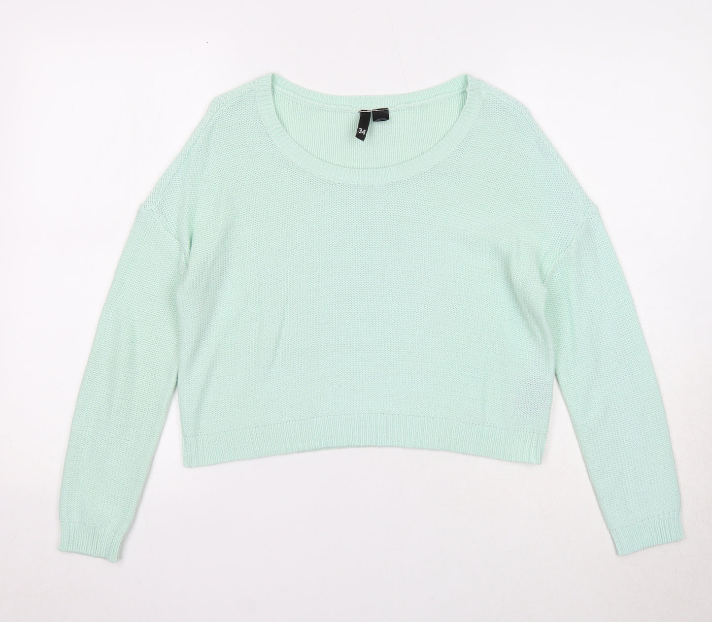 Divided by H&M Womens Green Round Neck Acrylic Pullover Jumper Size 6