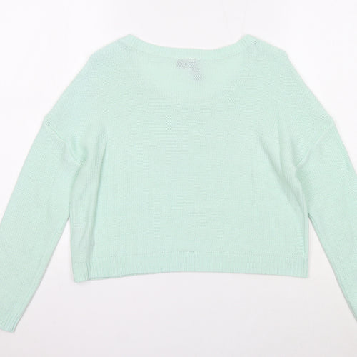 Divided by H&M Womens Green Round Neck Acrylic Pullover Jumper Size 6
