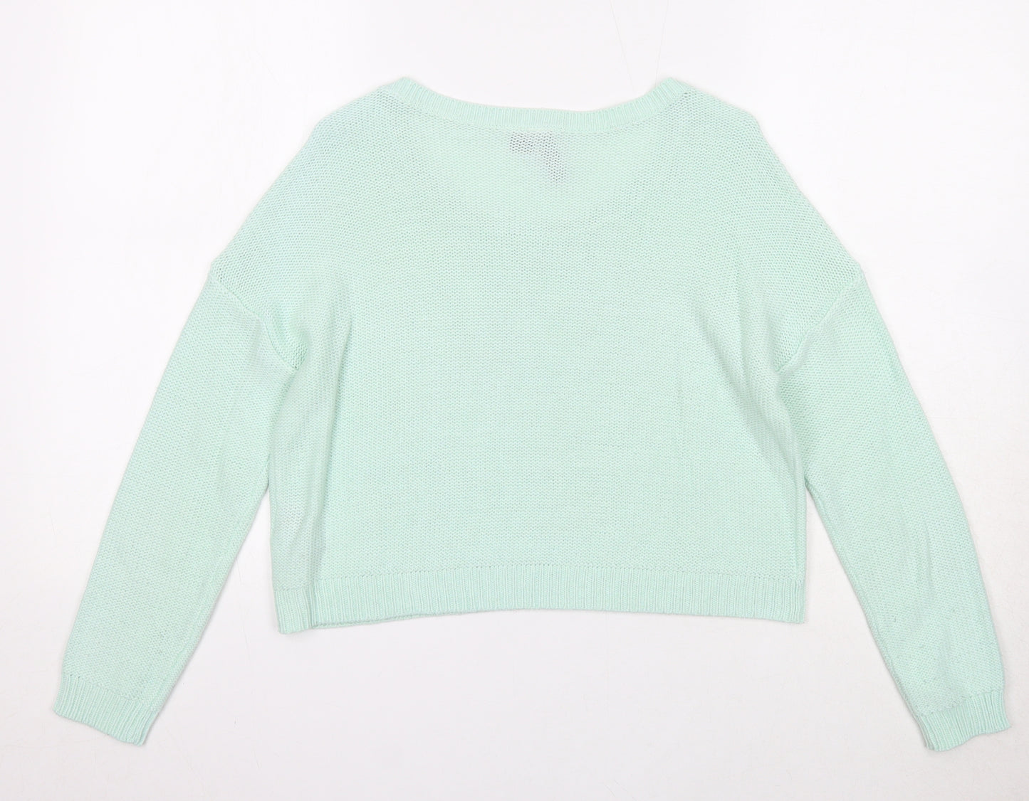 Divided by H&M Womens Green Round Neck Acrylic Pullover Jumper Size 6
