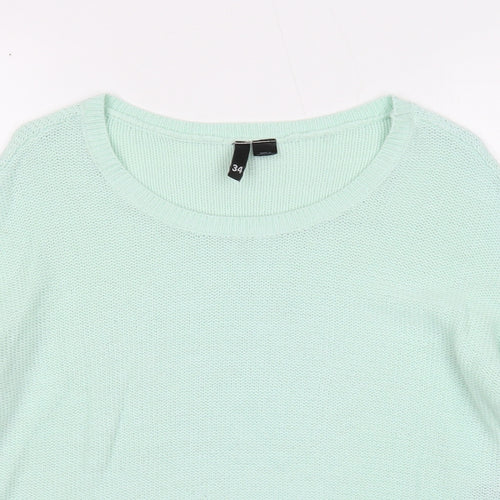 Divided by H&M Womens Green Round Neck Acrylic Pullover Jumper Size 6