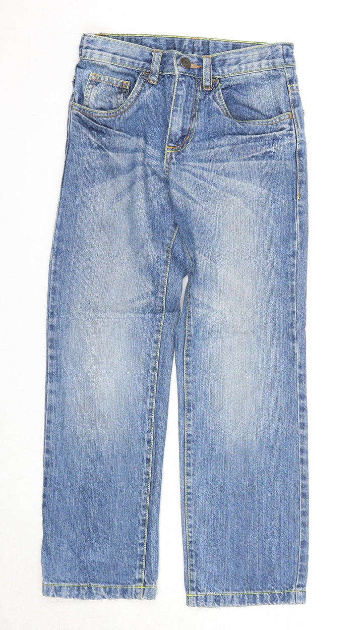 Demo Boys Blue Cotton Straight Jeans Size 9 Months Regular Zip