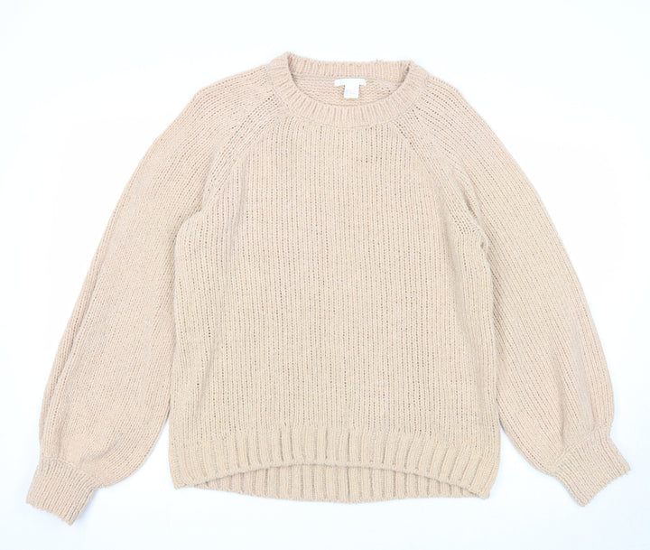 H&M Womens Pink Round Neck Polyamide Pullover Jumper Size S
