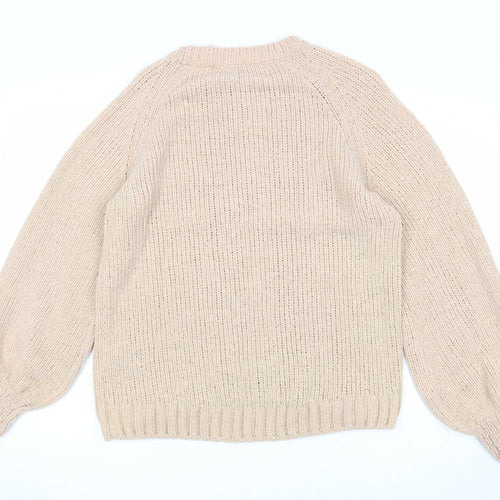 H&M Womens Pink Round Neck Polyamide Pullover Jumper Size S