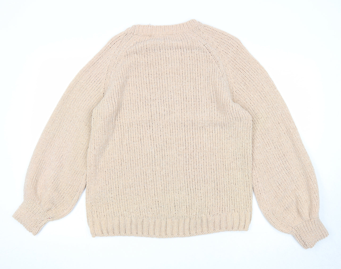 H&M Womens Pink Round Neck Polyamide Pullover Jumper Size S