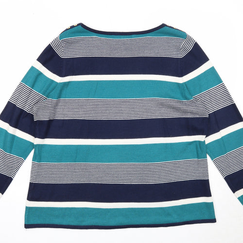 Love Knitwear Womens Multicoloured Round Neck Striped Acrylic Pullover Jumper Size 16