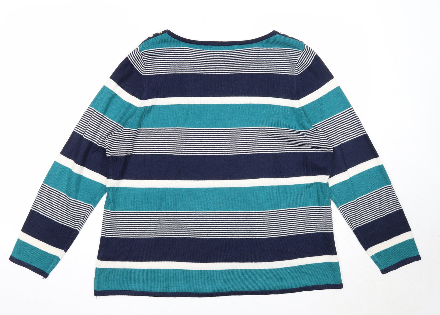 Love Knitwear Womens Multicoloured Round Neck Striped Acrylic Pullover Jumper Size 16