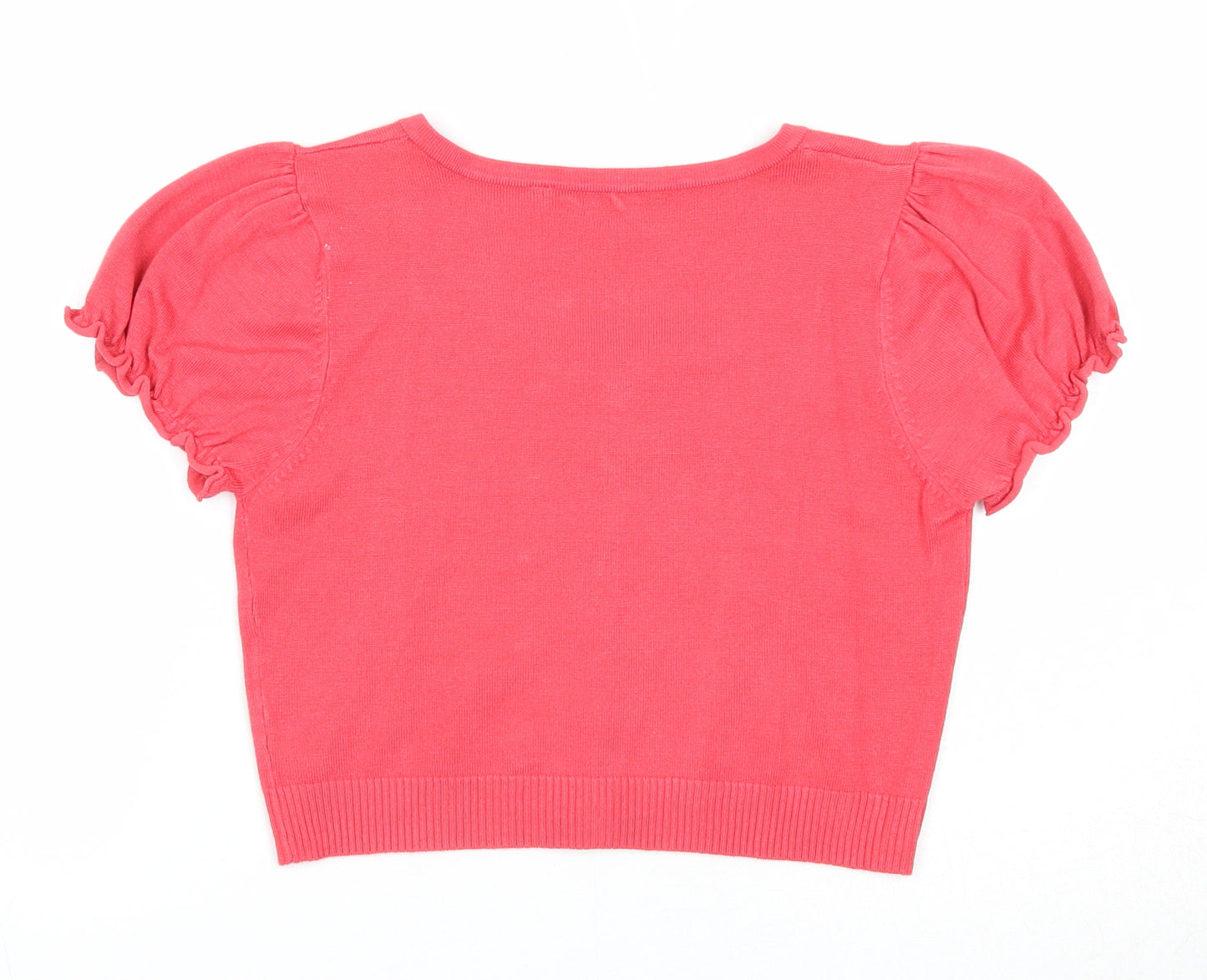 Initial Womens Pink Scoop Neck Viscose Cardigan Jumper Size M